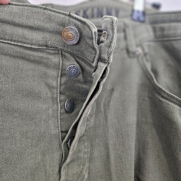 Divided Mens Distressed Ripped Skinny Fit Jeans Size 36x34 Olive Green Pants - Picture 2 of 12